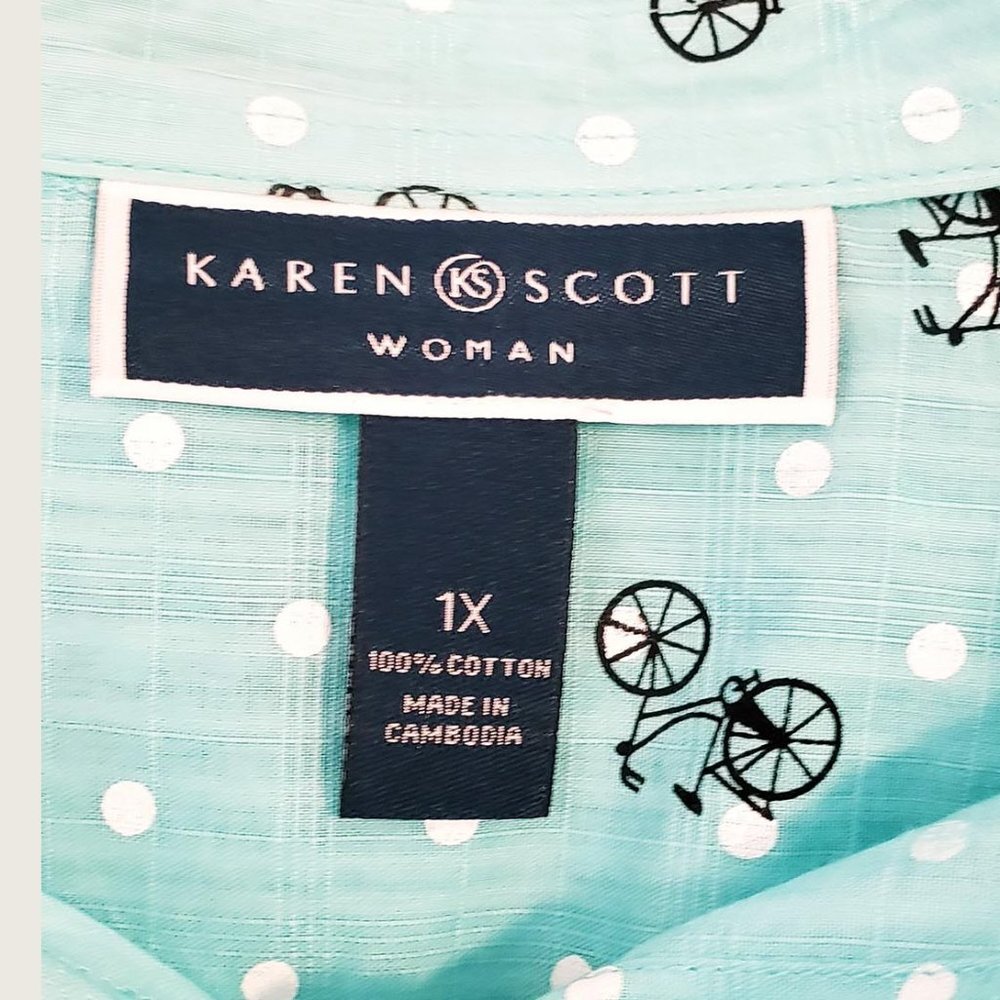 Karen Scott Bicycle Print Top​ - Picture 7 of 7